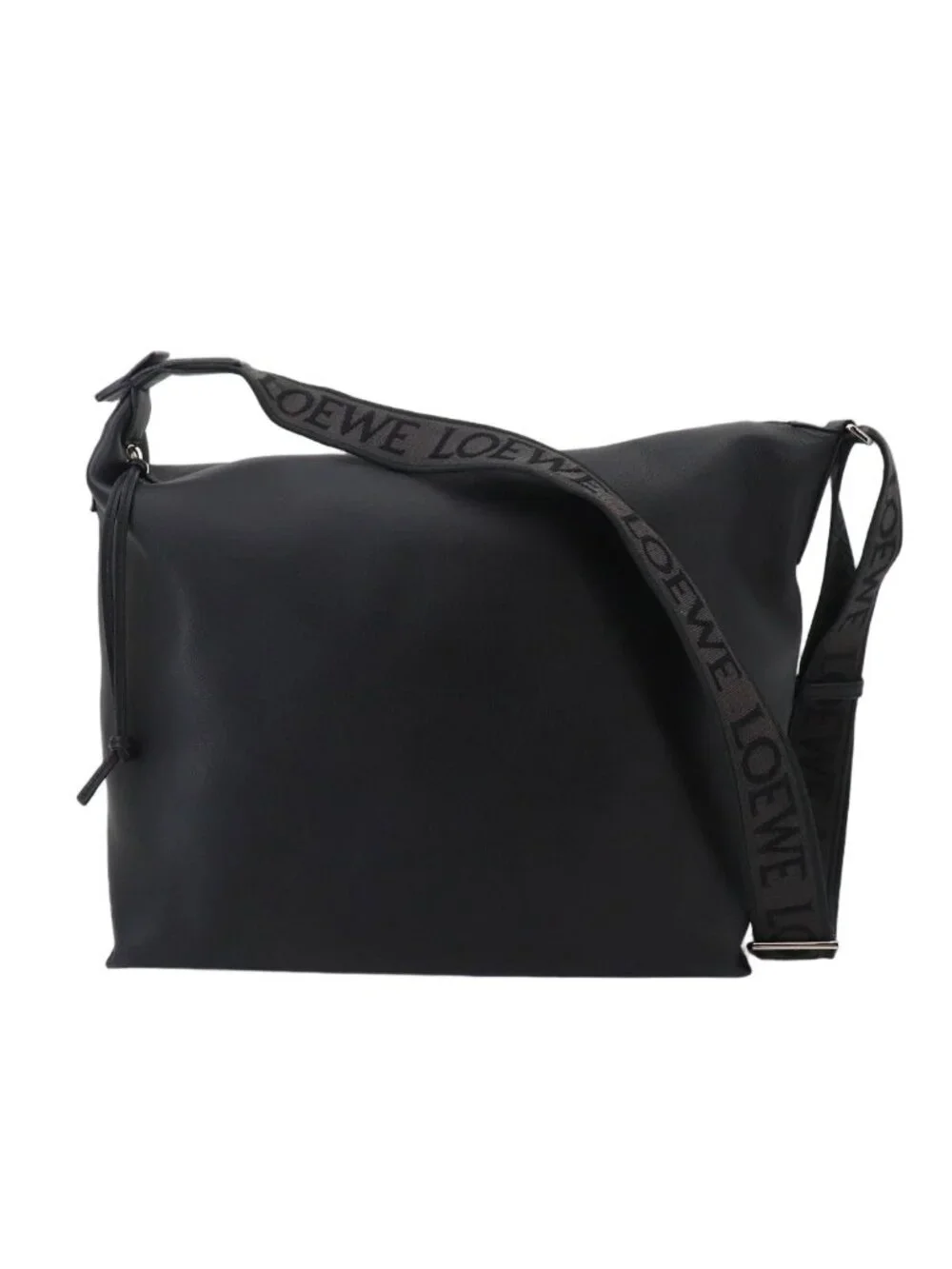 Loewe Cubby Crossbody Shoulder Bag Leather Black Silver